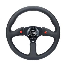 NRG Reinforced Steering Wheel (350mm/ 2.5in. Deep) Sport Leather Racing/ 4mm Matte Black Spoke buy in USA