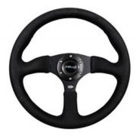 NRG Reinforced Steering Wheel (350mm / 2.5in. Deep)Blk Alcantara Comfort Grip w/4mm Matte Blk Spokes buy in USA