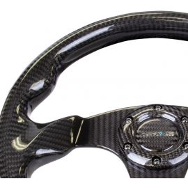 NRG Carbon Fiber Steering Wheel (320mm) Flat Bottom w/Shiny Black Carbon buy in USA