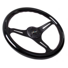 NRG Classic Wood Grain Steering Wheel (350mm) Black Paint Grip w/Black 3-Spoke Center buy in USA