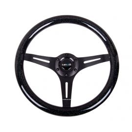 NRG Classic Wood Grain Steering Wheel (350mm) Black Sparkled Grip w/Black 3-Spoke Center buy in USA