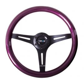 NRG Classic Wood Grain Steering Wheel (350mm) Purple Pearl/Flake Paint w/Black 3-Spoke Center buy in USA