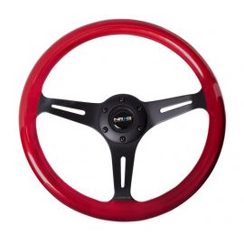 NRG Classic Wood Grain Steering Wheel (350mm) Red Pearl/Flake Paint w/Black 3-Spoke Center buy in USA