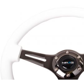 NRG Classic Wood Grain Steering Wheel (350mm) White Paint Grip w/Black 3-Spoke Center buy in USA