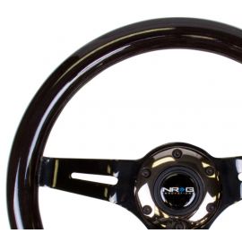 NRG Classic Wood Grain Steering Wheel (310mm) Black w/Black Chrome 3-Spoke Center buy in USA