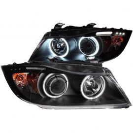 ANZO 2006-2008 BMW 3 Series E90-E91 Projector Headlights w/ Halo w/ LED Bar Black (CCFL) buy in USA