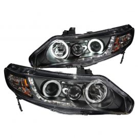 ANZO 2006-2011 Honda Civic Projector Headlights w/ Halo Black (CCFL) buy in USA