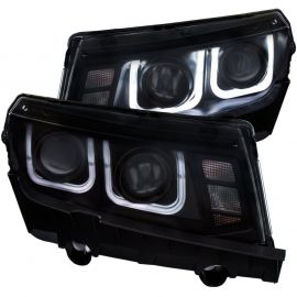 ANZO 2014-2015 Chevrolet Camaro Projector Headlights w/ U-Bar Black buy in USA