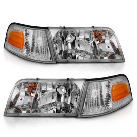 ANZO 1998-2005 Ford Crown Victoria Crystal Headlight Chrome With Bumper Light (OE) buy in USA