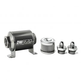 DeatschWerks Stainless Steel 6AN 10 Micron Universal Inline Fuel Filter Housing Kit (70mm) buy in USA