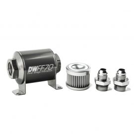 DeatschWerks Stainless Steel 8AN 10 Micron Universal Inline Fuel Filter Housing Kit (70mm) buy in USA