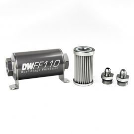 DeatschWerks Stainless Steel 6AN 5 Micron Universal Inline Fuel Filter Housing Kit (110mm) buy in USA