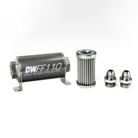 DeatschWerks Stainless Steel 8AN 5 Micron Universal Inline Fuel Filter Housing Kit (110mm) buy in USA