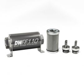 DeatschWerks Stainless Steel 5/16in 10 Micron Universal Inline Fuel Filter Housing Kit (110mm) buy in USA