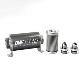 DeatschWerks Stainless Steel 8AN 10 Micron Universal Inline Fuel Filter Housing Kit (110mm) buy in USA