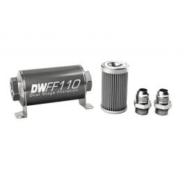 DeatschWerks Stainless Steel 10AN 100 Micron Universal Inline Fuel Filter Housing Kit (110mm) buy in USA