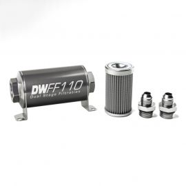 DeatschWerks Stainless Steel 8AN 100 Micron Universal Inline Fuel Filter Housing Kit (110mm) buy in USA