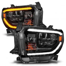 ANZO 2014-2021 Toyota Tundra LED Crystal Headlights w/ Switchback Black Housing w/ DRL buy in USA