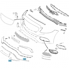 Original Mercedes-Benz Spoilerblende chrom Stossstange vorne links A2058851374 buy in USA