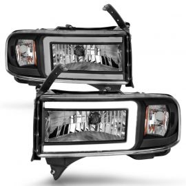 ANZO 94-02 Dodge RAM Crystal Headlight - w/ Light Bar Black Housing buy in USA