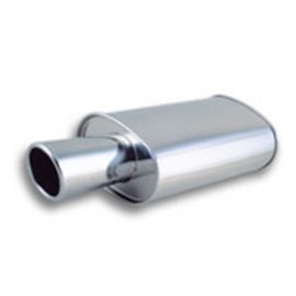 Vibrant StreetPower Turbo Oval Muffler with 4in Round Tip Angle Cut Rolled Edge - 3in inlet I.D. buy in USA