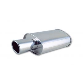 Vibrant StreetPower Oval Muffler with 4in Round Tip Angle Cut Rolled Edge - 2.5in inlet I.D. buy in USA