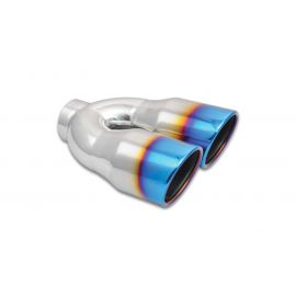 Vibrant 2.5in ID Dual 3.5in OD Round SS Tips (Single Wall Angle Cut) w/Burnt Blue Finish buy in USA