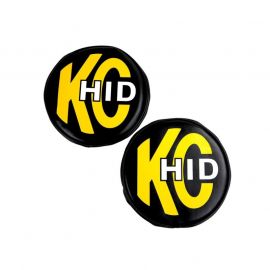 KC HiLiTES 8in. Round Soft Cover HID (Pair) - Black w/Yellow Brushed KC Logo buy in USA