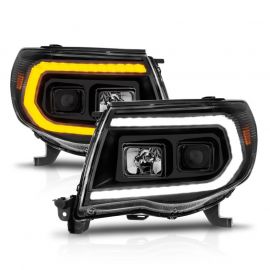 ANZO 05-11 Toyota Tacoma Projector Headlights w/Light Bar Switchback Black Housing buy in USA