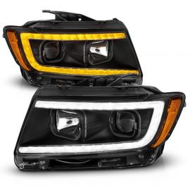 ANZO 11-13 Jeep Grand Cherokee (Factory Halogen Only) Projector Headlights w/Light Bar Swtchbk Black buy in USA