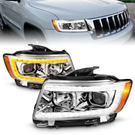 ANZO 11-13 Jeep Grand Cherokee (Factory Halogen Only) Projector Headlights w/Light Bar Swchbk Chrome buy in USA