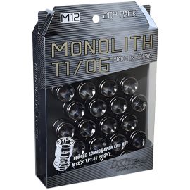 Project Kics 12 x 1.5 Glorious Black T1/06 Monolith Lug Nuts - 20 Pcs buy in USA