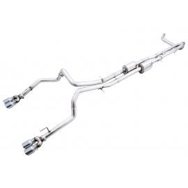 AWE Tuning 22-23 GMC Sierra 1500 AT4X 6.2L 0FG Catback Split Dual (Flat Bumper) - Chrome Silver Tips buy in USA