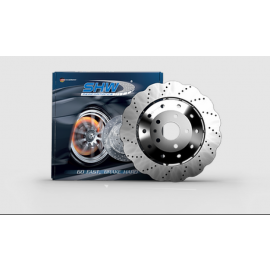 SHW 14-18 Audi RS7 4.0L Front Drilled-Dimpled Lightweight Wavy Brake Rotor (4G0615301AH) buy in USA