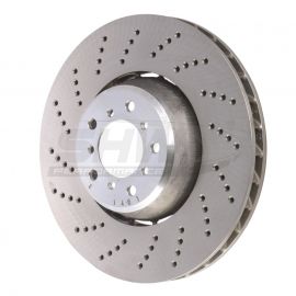 SHW 06-10 BMW M5 5.0L Left Front Cross-Drilled Lightweight Brake Rotor (34112282805) buy in USA