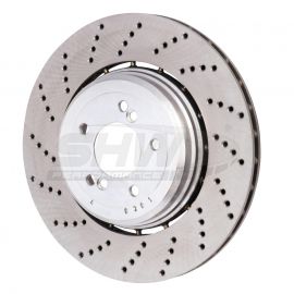 SHW 06-10 BMW M5 5.0L Left Rear Cross-Drilled Lightweight Brake Rotor (34212282807) buy in USA