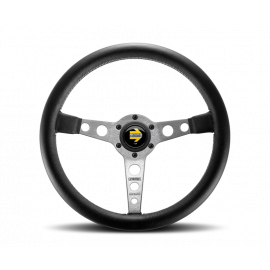 Momo Prototipo Steering Wheel 350 mm - Black Leather/Wht Stitch/Brshd Spokes buy in USA