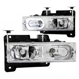 ANZO 1988-1998 Chevrolet C1500 Crystal Headlights Chrome w/ Halo buy in USA