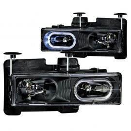 ANZO 1988-1998 Chevrolet C1500 Crystal Headlights Black w/ Halo buy in USA