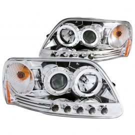 ANZO 1997.5-2003 Ford F-150 Projector Headlights w/ Halo and LED Chrome 1pc buy in USA