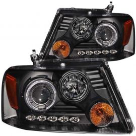 ANZO 2004-2008 Ford F-150 Projector Headlights w/ Halo and LED Black G2 buy in USA