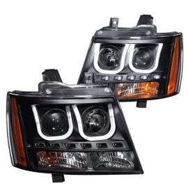 ANZO 2007-2013 Chevrolet Avalanche Projector Headlights w/ U-Bar Black buy in USA