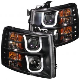 ANZO 2007-2013 Chevrolet Silverado 1500 Projector Headlights w/ U-Bar Black buy in USA