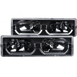 ANZO 1988-1998 Chevrolet C1500 Crystal Headlights Black w/ Low - Brow buy in USA