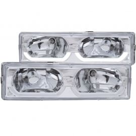 ANZO 1988-1998 Chevrolet C1500 Crystal Headlights Chrome w/ Low - Brow buy in USA