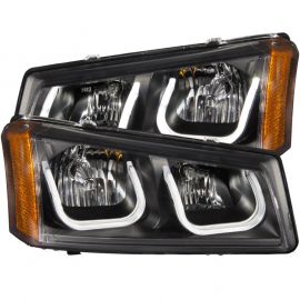 ANZO 2003-2006 Chevrolet Silverado 1500 Projector Headlights w/ U-Bar Black buy in USA