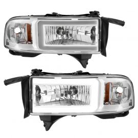 ANZO 94-02 Dodge RAM Crystal Headlight - w/ Light Bar Chrome Housing buy in USA