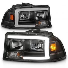 ANZO 97-04 Dodge Dakota/Durango Crystal headlight Set w/ Light Bar Black Housing buy in USA