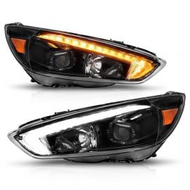 ANZO 15-18 Ford Focus Projector Headlights - w/ Light Bar Switchback Black Housing buy in USA