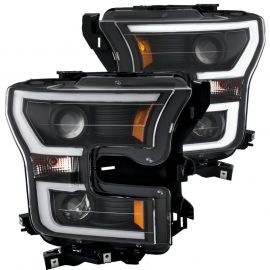 ANZO 2015-2016 Ford F-150 Projector Headlights w/ Plank Style Design Black w/ Amber buy in USA